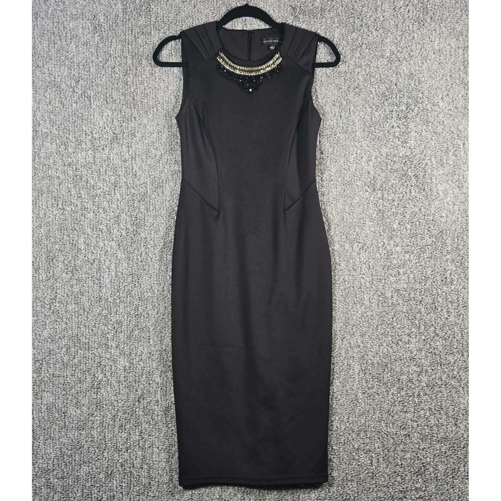 Spenser Jeremy Sheath Dress Black Beaded Neckline Old Money Women Size 2